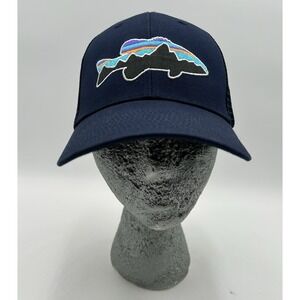 Patagonia‎ Fitz Roy Fish Hat Mesh Trucker Hiking Cap Blue Snapback Gorpcore